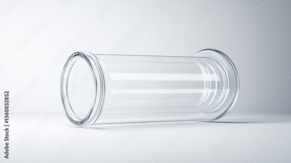 Transparent Glass Cylinder in Minimalist Style with Soft Lighting and Simple Background Transparent Glass Cylinder in Minimalist Style with Soft Lighting and Simple Background