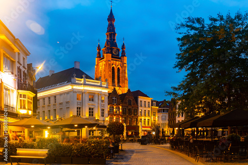 Принти на полотні Evening central Grote Markt square with a view of the bell tower of St