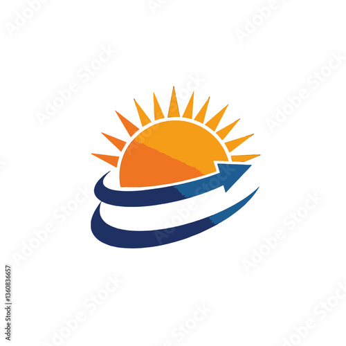 Solar Panel with Green Arrow Renewable Energy Logo