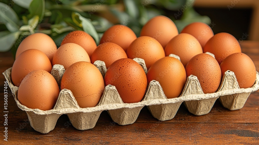Fresh Brown Chicken Eggs in Carton: High-Quality Food Photography Fresh Brown Chicken Eggs in Carton: High-Quality Food Photography