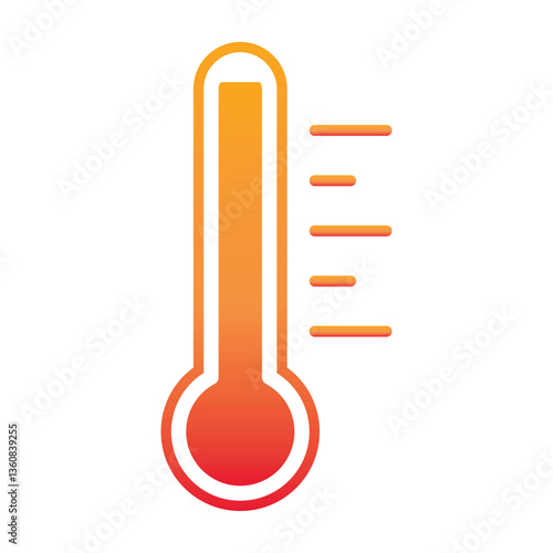 Thermometer reaching high temperatures. Temperature scale symbol, warm weather sign. Concept of high fever and disease icon flat style isolated on a white background vector illustration EPS 10.