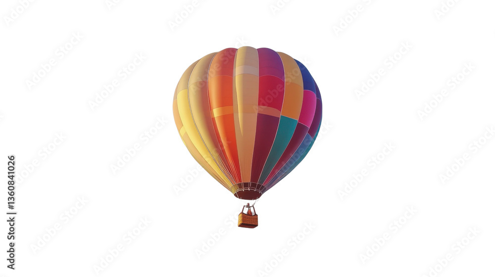 Fototapeta premium Colorful hot air balloon flying in the sky with white background