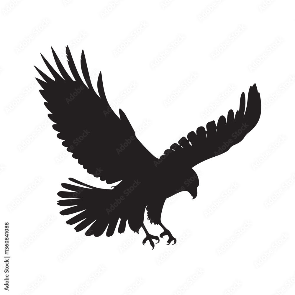 Obraz premium Flying Hawk Illustration with Spread Wings, Wildlife and Nature Art for Bird Lovers