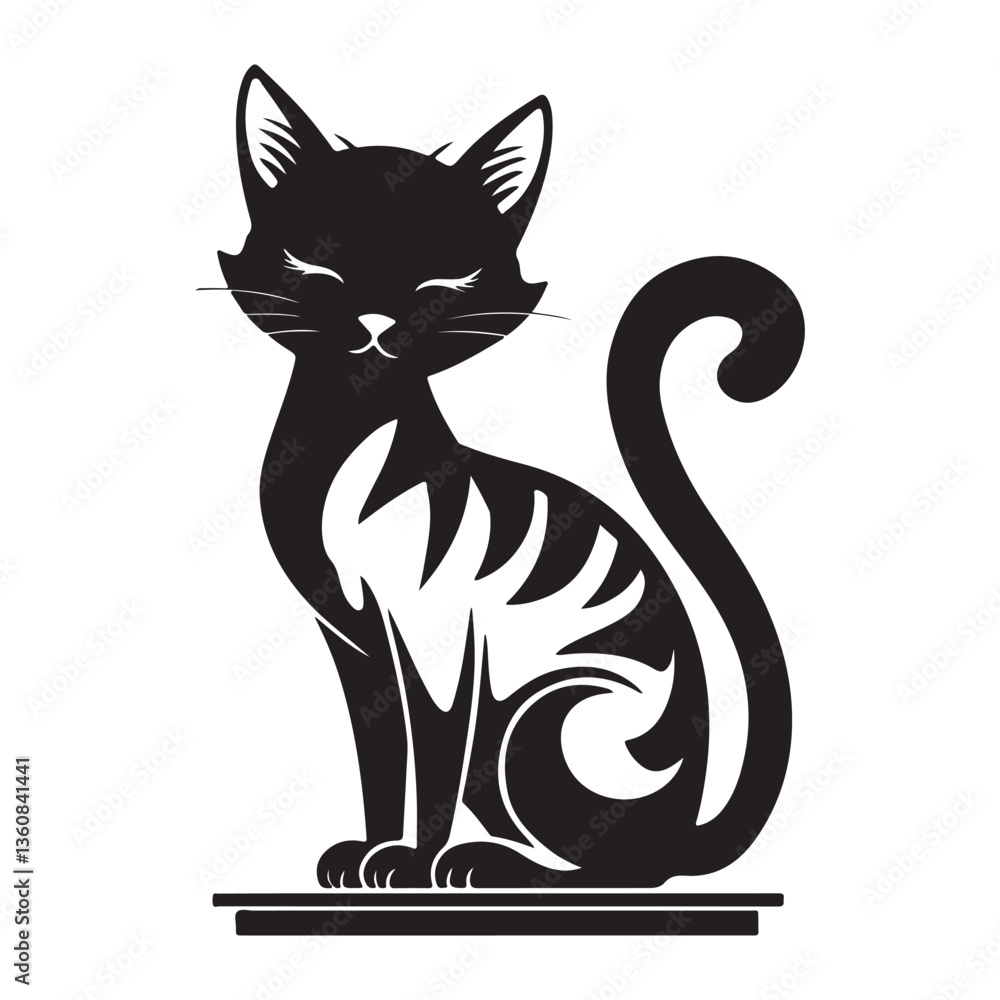 Fototapeta premium Stylized Bengal Cat Illustration, Wild Cat with Distinctive Markings