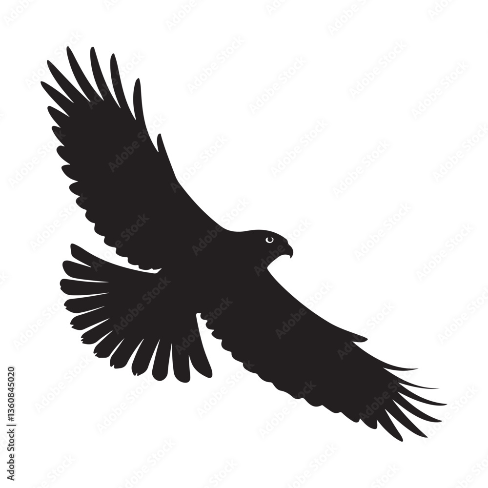 Obraz premium Eagle Silhouette in Flight, Powerful Bird of Prey, Digital Animal Illustration