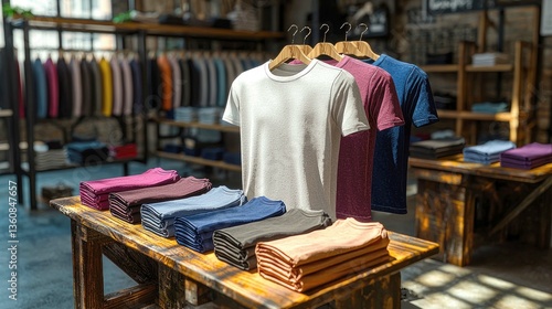 High-End Men's T-Shirt Collection: Style, Comfort, and Modern Design in a Luxurious Retail Setting