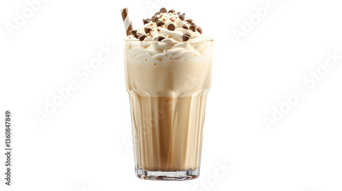 Delicious Iced Coffee Beverage with Whipped Cream and Chocolate Chips