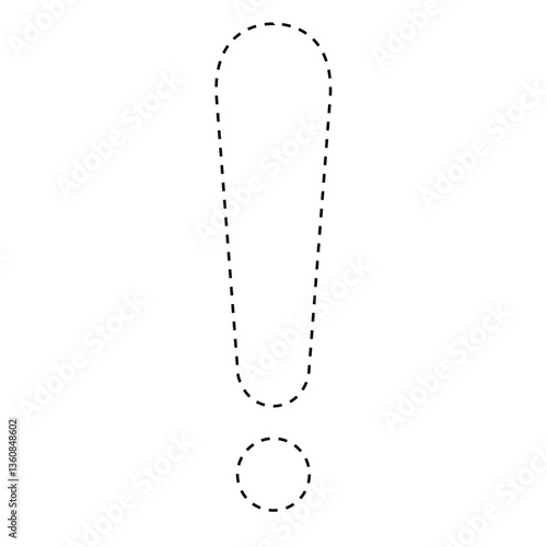 Exclamation mark icon, dotted line exclamation mark icon vector in trendy flat style illustration isolated on white background.