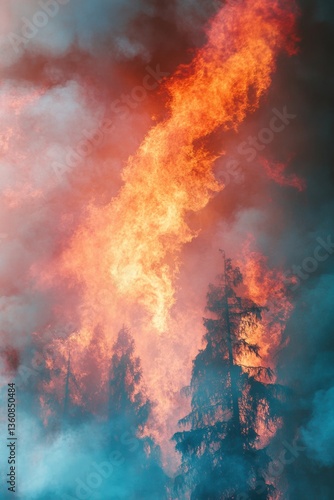 Wallpaper Mural Burning forest. Devastating wild fire. Torontodigital.ca