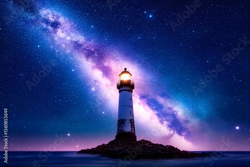 Wallpaper Mural Lighthouse at Night Under Milky Way Torontodigital.ca