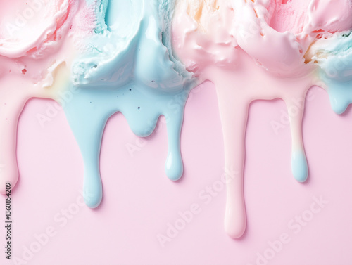 Melted pastel ice cream background with pink base..