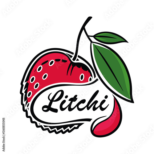 Fresh Lychee Illustration with Leaves – Vibrant Vector Design