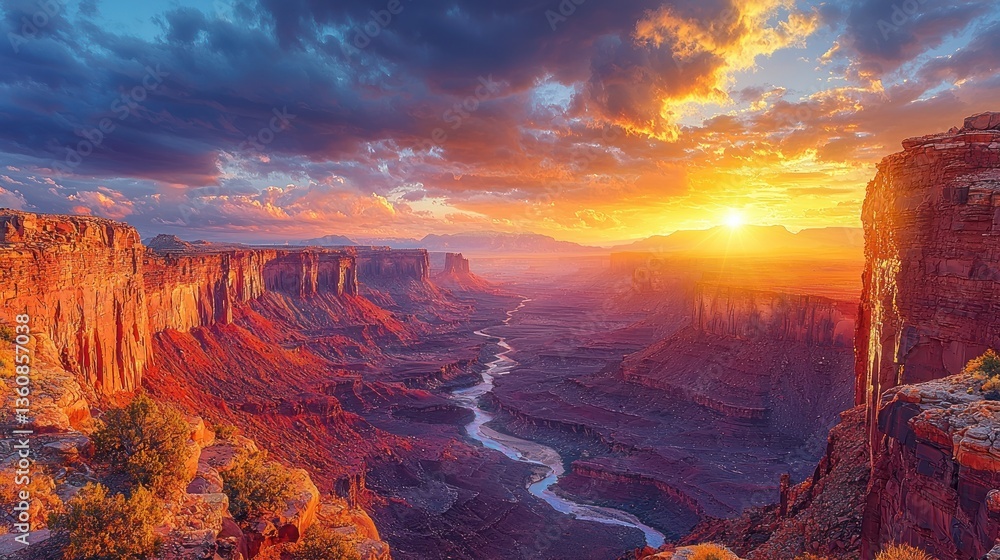 Obraz premium Canyonlands National Park sunset over Colorado River.
