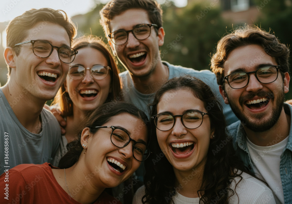 Group of friends laughing around a bonfire on a starry night, toasting marshmallows in a forest clearing. Group of friends laughing around a bonfire on a starry night, toasting marshmallows in a forest clearing.