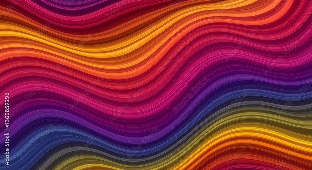 Colorful Wavy Lines Flowing Abstractly with Bright Gradients Background Colorful Wavy Lines Flowing Abstractly with Bright Gradients Background