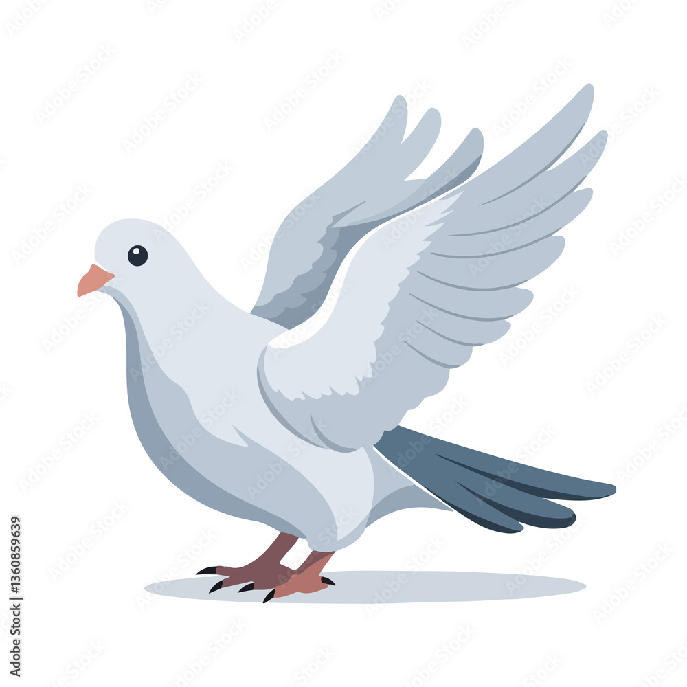 Obraz premium White dove with peace symbols ready fly