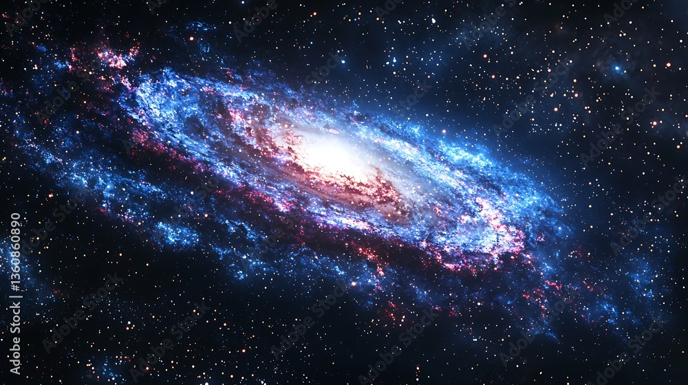 Fototapeta premium Spiral galaxy in deep space. Vivid colours and intricate structure