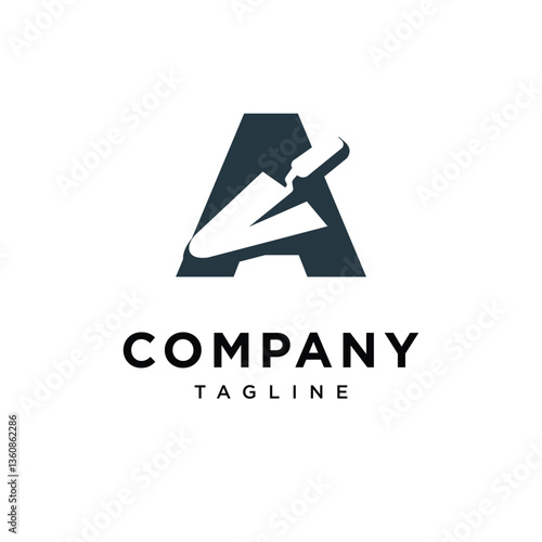 Letter A Triangle Bricklaying Trowel Logo Icon Vector
