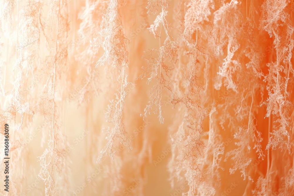 Fototapeta premium Intricate, delicate tendrils in warm orange hues. Abstract nature background.