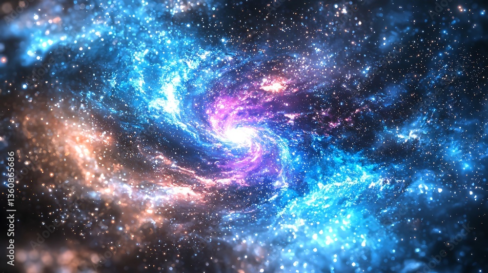 Fototapeta premium Cosmic spiral galaxy swirling in vibrant hues