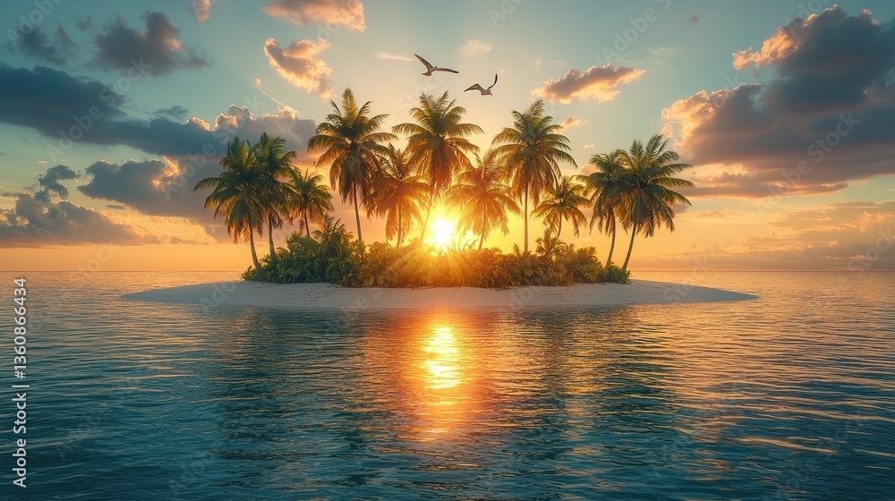 Tropical island sunset with palm trees. (1) Tropical island sunset with palm trees. (1)