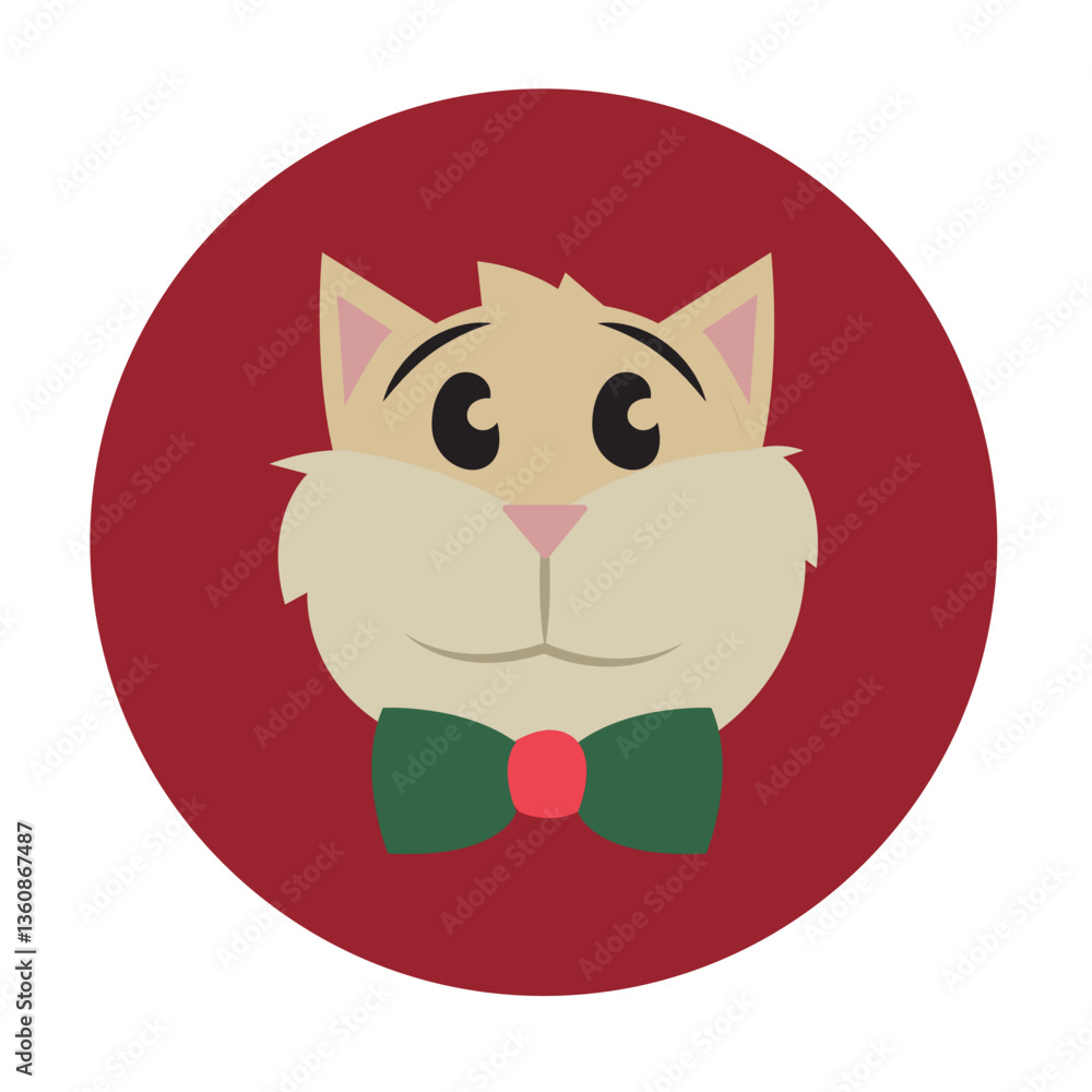 Fototapeta premium Cute cat avatar with a bowtie icon