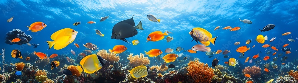 Fototapeta premium Coral Reef Fish School.