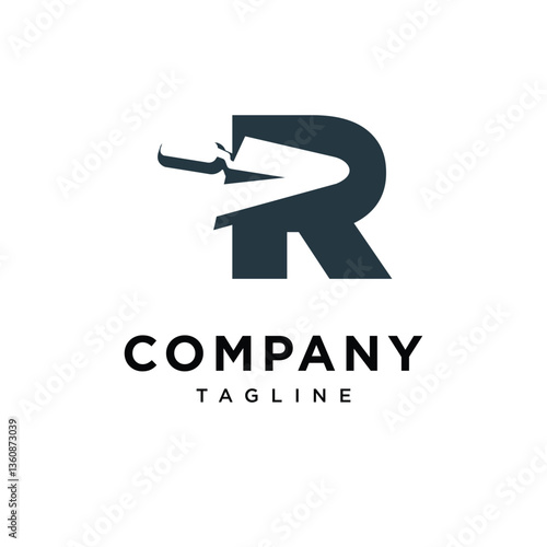 Letter R Triangle Bricklaying Trowel Logo Icon Vector