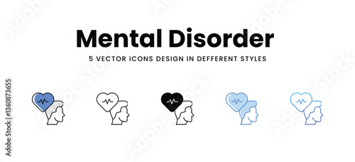 Mental Disorder  vector icons set stock illustration