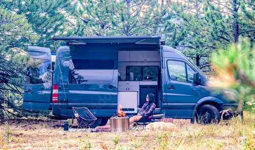 Camper Van Camping Scene 