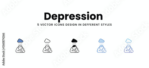 Depression  vector icons set stock illustration