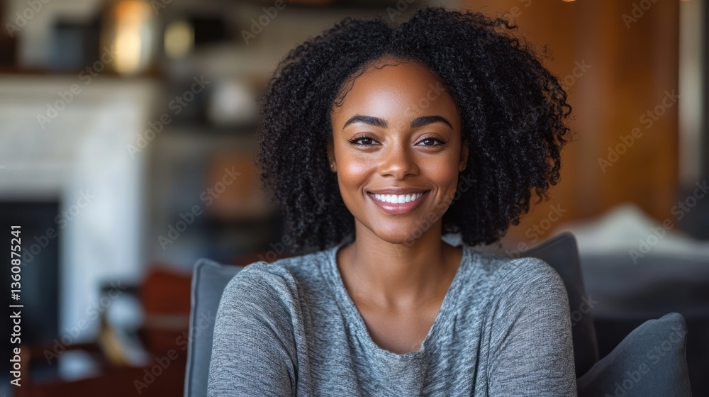 Portrait of a Smiling Young Woman with Curly Hair Portrait of a Smiling Young Woman with Curly Hair