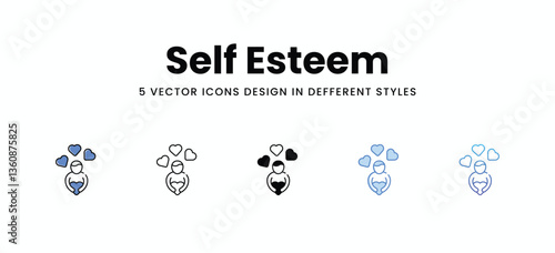 Self Esteem vector icons set stock illustration