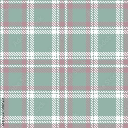 Modern Pale Greyish Teal Seamless Tartan Textile Design Variant 2507