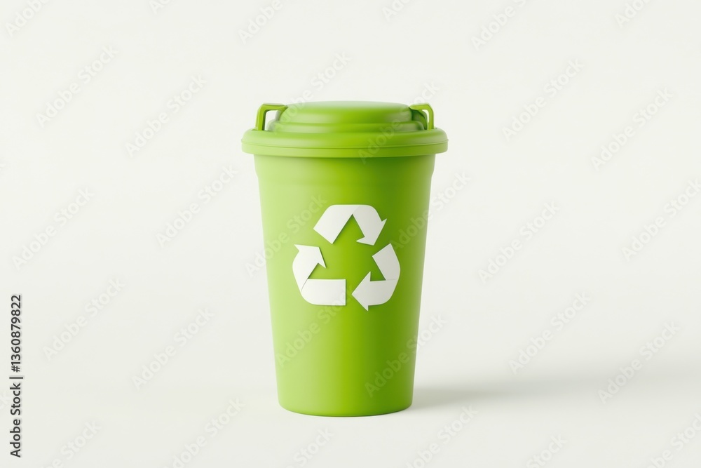 Cheerful 3D clay style recycling bin icon on a clean white background Cheerful 3D clay style recycling bin icon on a clean white background