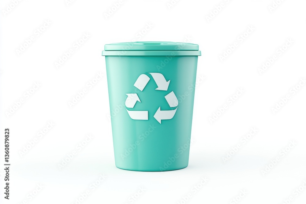 Cheerful clay style recycling bin icon with smooth edges on a clean white background Cheerful clay style recycling bin icon with smooth edges on a clean white background