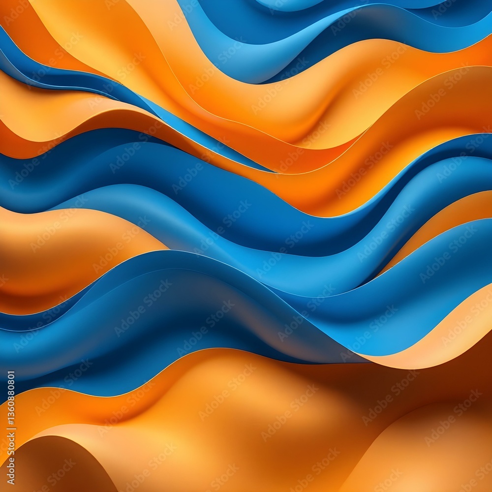 Abstract fluid waves, vibrant orange and deep blue, smooth gradients Abstract fluid waves, vibrant orange and deep blue, smooth gradients