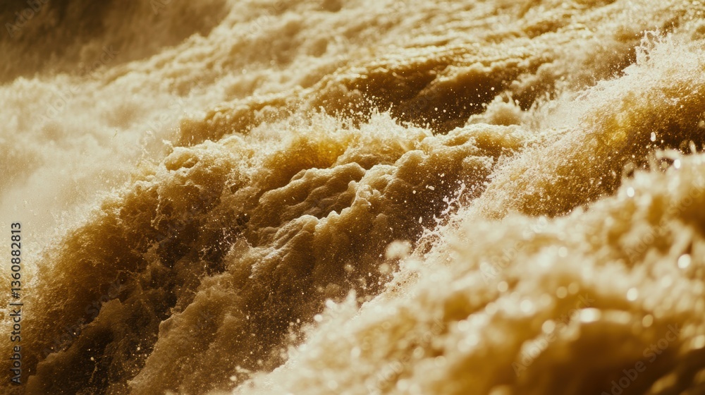 Obraz premium Closeup view of brown flood water.