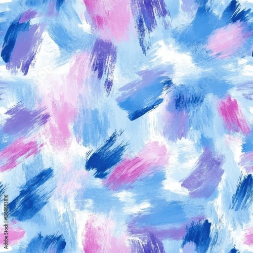 Seamless watercolor brush stroke pattern featuring soft blue, pink, and purple tones in an elegant and modern design Generative AI