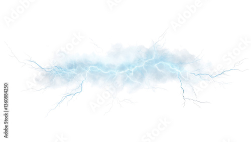 Realistic lightning strike effect on transparent background 
