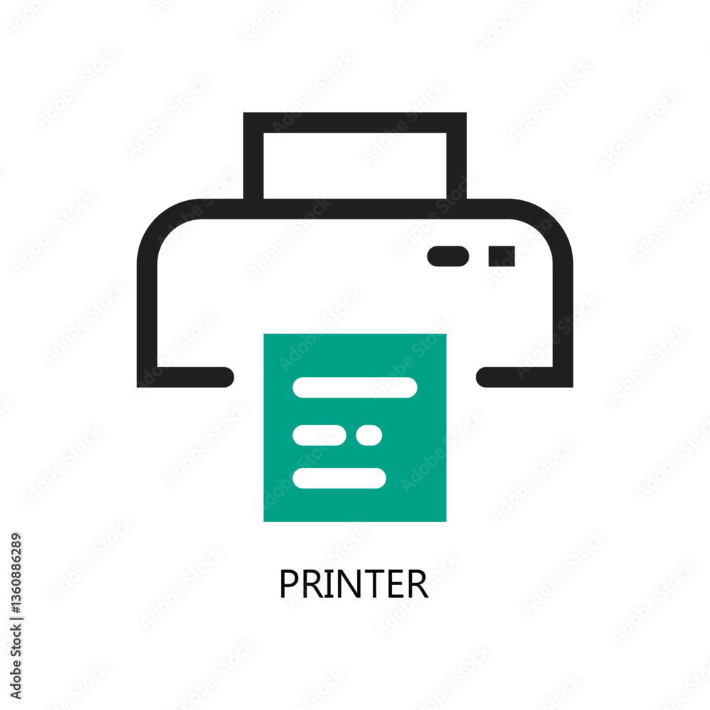 Printer icon line on white background Printer icon line on white background