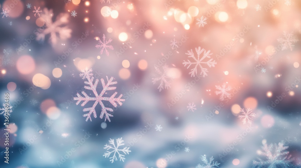Abstract winter background with snowflakes and bokeh lights. Abstract winter background with snowflakes and bokeh lights.