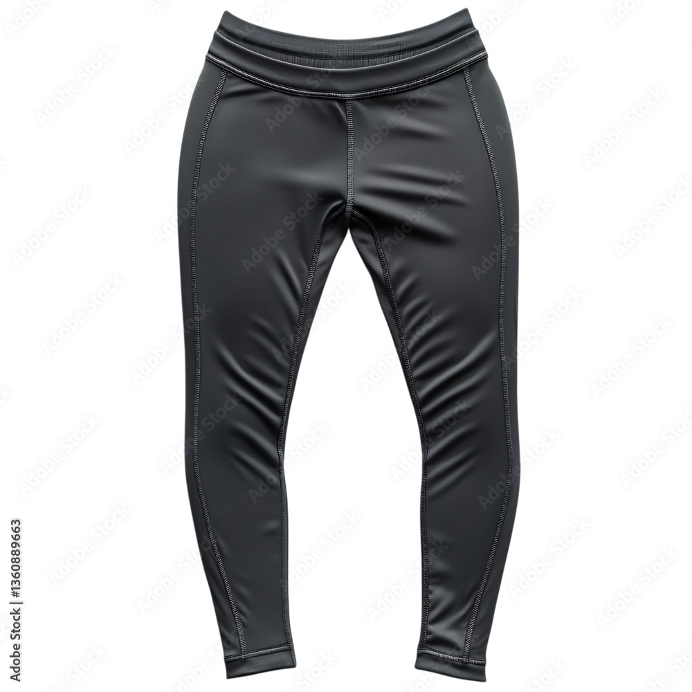 A Pair of Thermal Lined Leggings in Charcoal Gray Isolated on Transparent Background A Pair of Thermal Lined Leggings in Charcoal Gray Isolated on Transparent Background