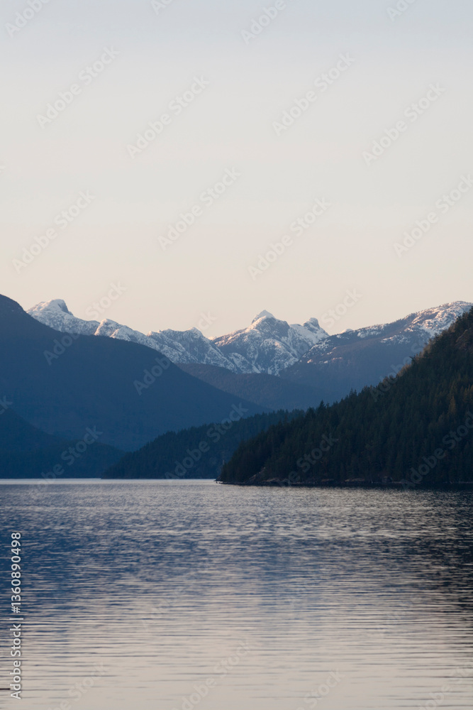 A mountain range in British Columbia along the coastline A mountain range in British Columbia along the coastline
