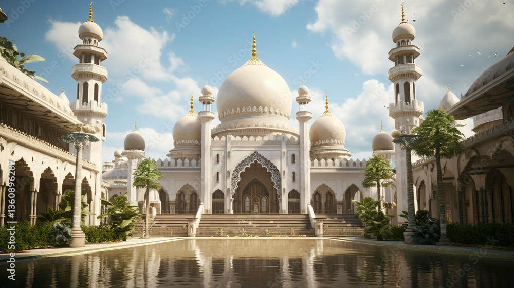 Fototapeta premium A photo of an ornate Islamic mosque exterior.