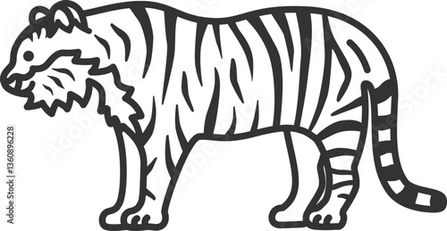 虎（線画）のイラスト
