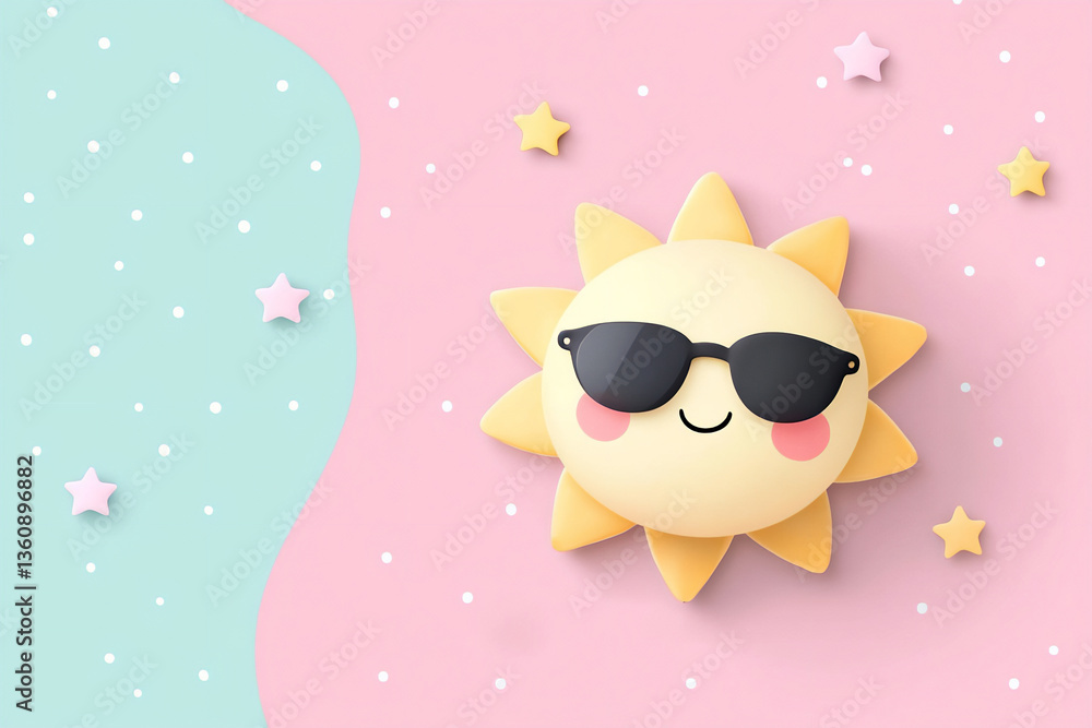Fototapeta premium P A kawaii wallpaper featuring a smiling sun