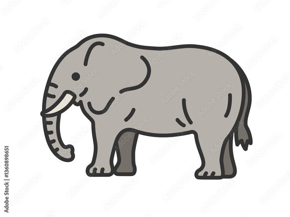 象(線画カラー)のイラスト 象(線画カラー)のイラスト