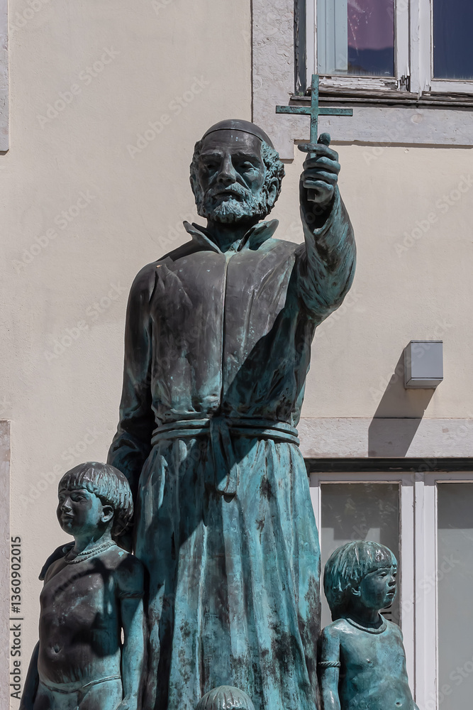 Lisbon’s richest church dedicated to Saint Roch (Igreja de Sao Roque, 1553 - 1573). In front of church, in Trinidade Coelho Square, stands Antonio Vieira statue. Lisbon, Portugal.