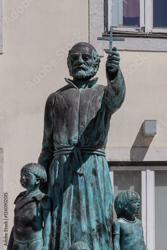 Lisbon’s richest church dedicated to Saint Roch (Igreja de Sao Roque, 1553 - 1573). In front of church, in Trinidade Coelho Square, stands Antonio Vieira statue. Lisbon, Portugal.